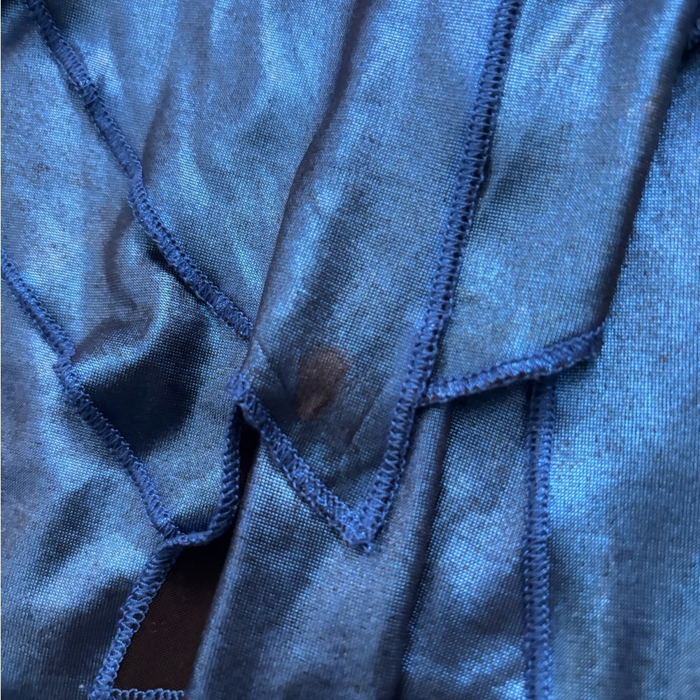 Revamped Blue Satin Ruffle Top - Picture 3 of 11